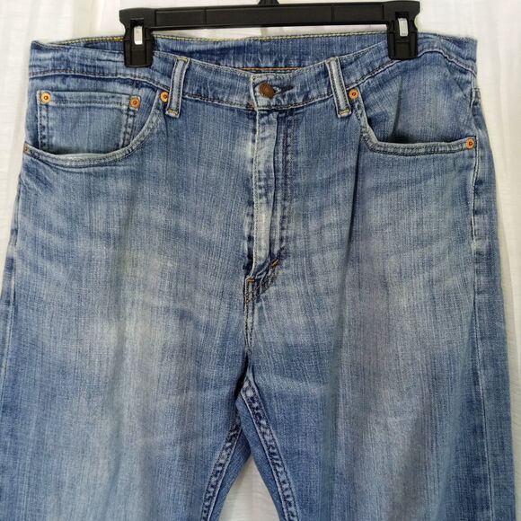 Levi's 505 Jeans 36 x 34 RED TAB High Waist Blue Denim Soft Distressed Holes Zip - Picture 4 of 14